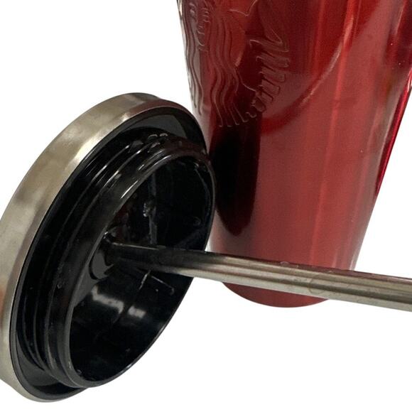 2014 Starbucks Red 16 oz Stainless Steel Cold Cup Tumbler - Picture 4 of 5